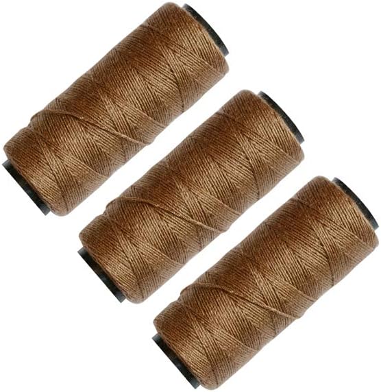 3 Rolls Sewing Thread for Hair Weave Bundles, Hair Extensions, Sewing Hair Weft, Making Wig DIY Weaving Thread (Khaki)