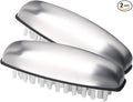 Stainless Steel Nail Brush, 2 Pieces Hard Bristle Hand Wash Brushes Nail Clean Brush Handle Nail Finger Tip Scrubbing Brush Nail Brushes for Cleaning Nails and Toes Nails