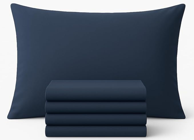 Pillow cases 250 Thread Count Egyptian Cotton I Premium Hotel Quality Pillow Cases 4 Pack I Soft & Breathable Envelope Closure Design Housewife Pillowcases 50x 75 CM, Navy Blue (4)