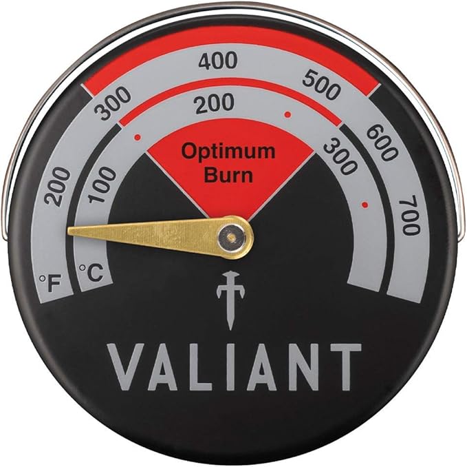 Valiant Magnetic Log Burner & Stove Thermometer-Red, 63mm