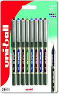 uni-ball UB-157 Eye Rollerball Pens. Premium Fine 0.7mm Ballpoint Tip for Super Smooth Handwriting, Drawing, Art, Crafts and Colouring. Fade and Water Resistant Liquid Uni Super Ink. 8 Pack Assorted