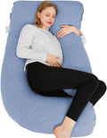 Chilling Home Pregnancy Pillow Cooling, Jersey Maternity Pillow for Pregnant Women,Comfortable J Shaped Full Body for Sleeping with Washable Cover,Cooling Blue