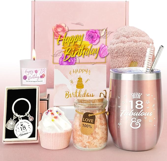 Epessa 18th Birthday Gifts for Girls, Presents for Her, Gifts for Women Turning 18, Personalised Birthday Hampers for Best Friends, Bestie, Sister, Daughter, Niece