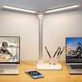 iVict Dual Swing Arm LED Desk Lamps, 5 Light Modes x 10 Brightness Levels Desk Light with USB Charging Port, 45 Minutes Auto Timer Table Lamp, Desk Lamp for Home Office, Bedroom, Reading[Energy Class G]
