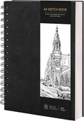 A4 Sketch Book, 60 Sheets Hardcover Spiral Bound Sketch Pad, 160gsm Thick Paper Drawing Pad, A4 Sketchbook for Sketching, Drawing, Pencil & Charcoal, Ideal for Artists, Art Projects