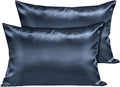 Moonlight Bedding Indigo Cooling Satin Pillow Cases 2 Pack – Soft & Smooth Feels Like Silk Pillowcases for Hair and Skin Care Standard Size Pillow Covers(50 x 75 cm)