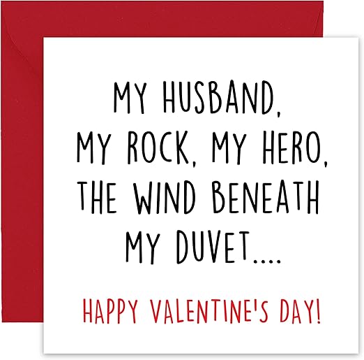 Funny Valentines Day Card and Keepsake Gift for Him – Romantic Valentine’s Card for Husband – includes Luxury Crimson Envelope - size 14cm