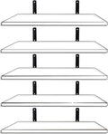 Mardili Shelves Wood Wall Mounted Shelf, Rustic Shelves Set of 5（White）, 42x15x1.5cm