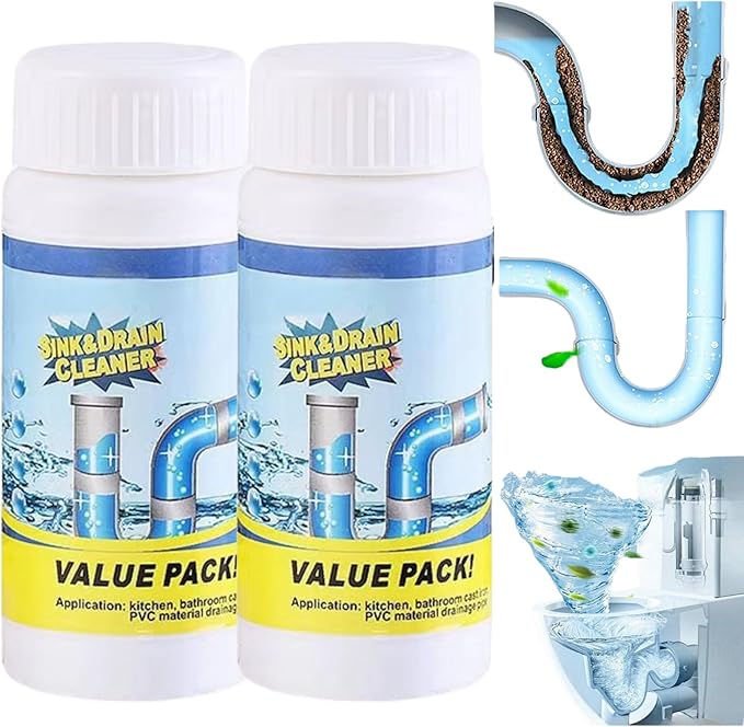 2PCS Powerful Sink and Drain Cleaner,Drain Clog Remover,Pipe Dredge Deodorant,Sink and Dra/in Cleaner Powder,Dr/ain Blockage Clea/ner,Dr/ain Cle/aner,Si/nk Dr/ain Clea/ner,Kitchen Clog Clean/er