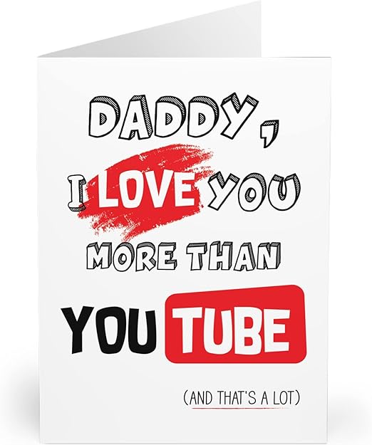 Father's Day Card - 'I Love You More Than YouTube' - Cute Greeting Card for Dad