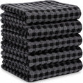 Luxury Popcorn Designed Tea Towels for Kitchen - Large Size 60 x 40 cm - 100% Cotton, Super Absorbent and Durable - Quick Drying Hotel Quality Towels (Grey & Black (Popcorn Design), 5 Pack)