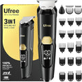 Ufree 3-in-1 Beard Trimmer Men, Men's Electric Shavers Razor for Mustache Nose Facial Hair, Professional Hair Clippers, Rechargeable Waterproof Beard Grooming Kit for Men, Birthday Gifts for Men