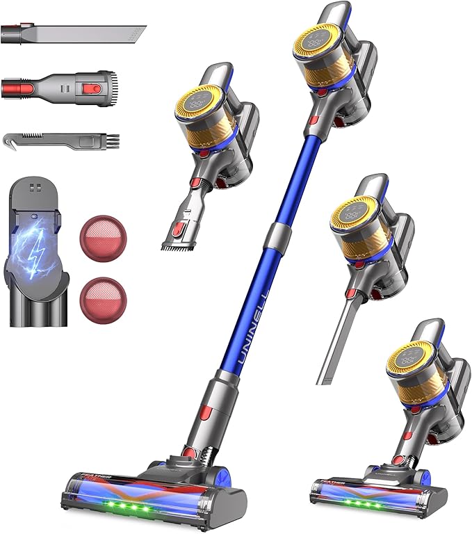 Cordless Vacuum Cleaner,Stick Vacuum 45KPA/450W/60min,Wall-mounted Charging/V-shaped Anti-Tangle,with Self-standing Function and Removable Battery,Vacuum Cleaner for Pet Hair,Carpets and Hard Floors
