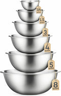 FineDine Mixing Bowls Set - 6-Piece, Easy-Grip, Stainless Steel Mixing Bowls for Baking, Cooking, Salad & Food Prep - Large, Medium and Small Metal Nesting Bowls