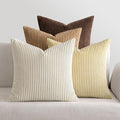 MIULEE Corduroy Cushion Covers Soft Decorative Square Throw Pillow Covers for Spring Cushion Soft Pillowcase Striped Corduroy Cushion Covers Pack of four for Home decor Sofa 18x18 Inch Coffe Brown