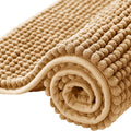 Bath Mat Non Slip Anti Mould 40 x 60 cm – Beige Chenille Bathroom Mat Extra Soft & Fluffy Bathmat Machine Washable Super Water Absorption Shower Mat