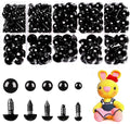 Safety Eyes 400pcs 6-12mm Plastic Black Safety Eyes for Crochet Toys with Washers Crochet Eyes for Amigurumi, Stuffed Toy and Plush Stuffed Animals