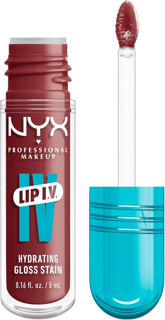 NYX Professional Makeup Lip Gloss and Lip Stain, Lip IV Hydrating Gloss Stain, Up to 12 Hour Hydration, High Pigment, Wet Shine Finish, Shade: Drippin' In Rose