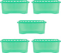 Wham Crystal 5 x 45L Stackable Plastic Storage Boxes with Lids | Ideal for Home, Office, Toys & More | Large Boxes | Made in UK - Leprechaun Green