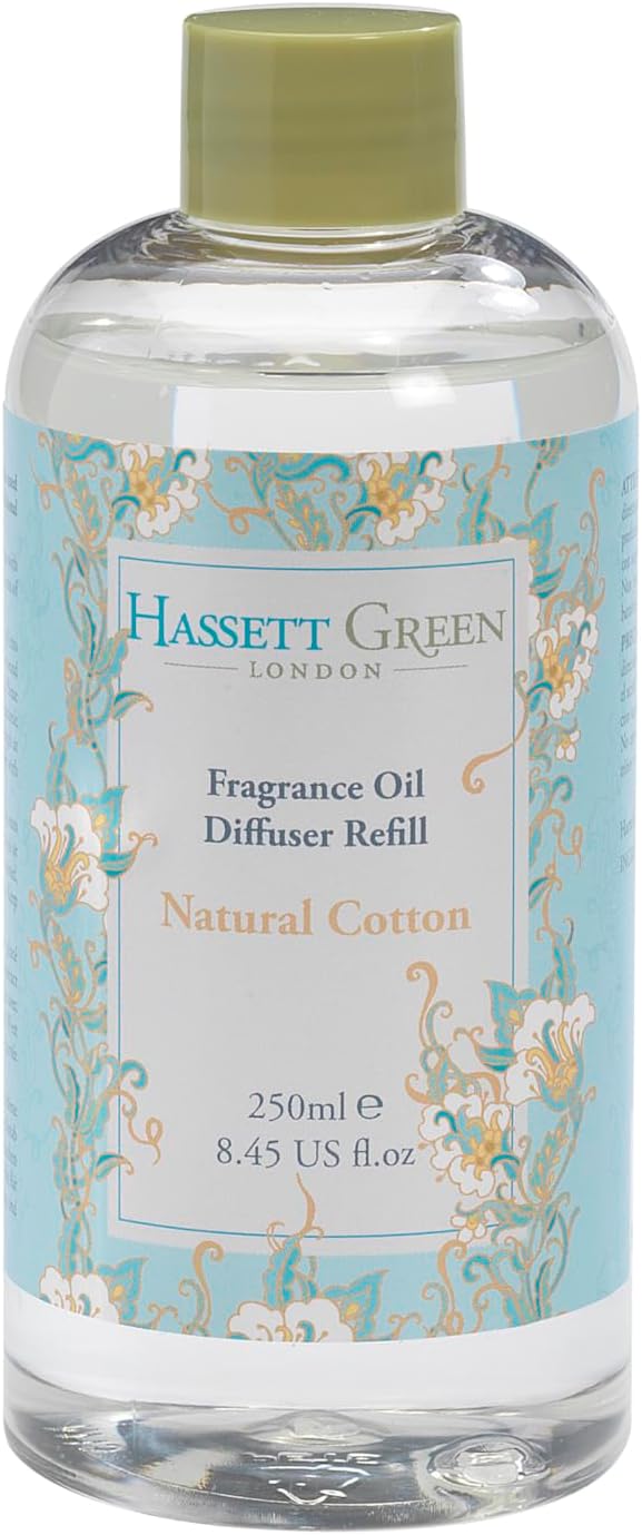 Hassett Green London - Natural Cotton - Fragrance Oil Reed Diffuser Refill - Larger Size 250ml Bottle