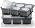 Large Ice Cube Moulds with Lid, 6 CM Extra Big Silicone Ice Cube Tray BPA Free & Easy Release, 140ml Square Giant Ice Cube Trays for Freezer Whiskey Cocktail Coffee (2Pack)