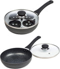 ChefMate 20cm 4 Egg Cup Non-Stick Frying Pan and Egg Poacher - Induction Suitable - Multicolour - 0.75L - 0.97kg
