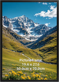 50x70cm Picture Frame Black, Aluminium Photo Frame Large for Posters, Photos and Puzzles, Metal Frame for Living Room, Office, Gallery Wall Mount Display