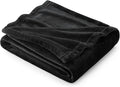 Bedsure Fleece Throw Blanket for Sofa - Soft Cosy Fluffy Blankets for Bed, Warm Single Throws for Audlts, Black, 130x150 cm