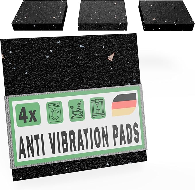 4 Anti Vibration Mat for Washing Machine & Tumble Dryer 90x90x3 mm - Universal Rubber Mat Anti Slip Feet Pad Made in Germany