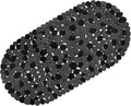 WELTRXE Shower Mat Non Slip Anti Mould Bathtub Mat For Bathroom Safety, Anti Slip Bath Mats, Anti Skid Oval PVC Bath Tub Mat with Grip Suction Cups & Drain Holes, Machine Washable, Black, 69 x 36 cm