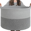 Extra Large Laundry Basket Rope Washing Baskets for Laundry Blanket Baskets for Nursery Bedroom Living Room Decort Woven Storage Basket with Handle for Dirty Clothes Towels Toys, 55x35cm, Grey
