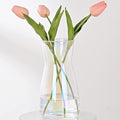 Glass Vase - Premium Quality Flower Flowers Rustic Home Decor, Decorative Iridescent Modern Farmhouse, Ideal Shelf, Table & Entryway Patented Design, White, 20x9.4x9.4 cm (Vz1-Shiny)