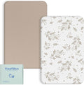 Yoofoss Pack of 2 Baby Fitted Sheets 70 x 140 cm Microfibre Mattress Topper Breathable Mattress Protector Sheet for Cot Bed Baby Cot