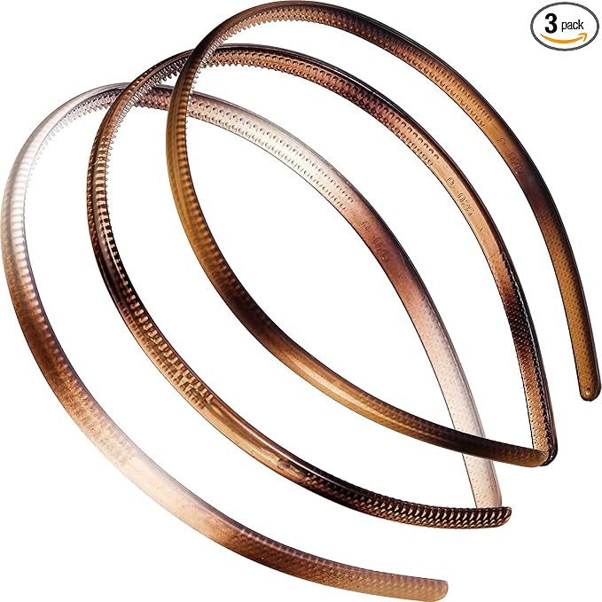 3 Pcs Plastic Plain Headbands Teeth Comb Headbands Skinny DIY Hair Bands headbands (3*different coffee)