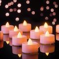 AMAGIC 24 Pack Pink Colour Holiday Flicker Bright LED Tea Lights, Electric, Battery Operated for Table Centrepieces, Living Room Decortion, Wedding, Romantic[Energy Class A]
