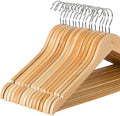 1ABOVE Strong Brown Wooden | Made By Natural Wood and Non-Slip Trouser bar | Coat Hangers | Strong Shoulder Notches (20)