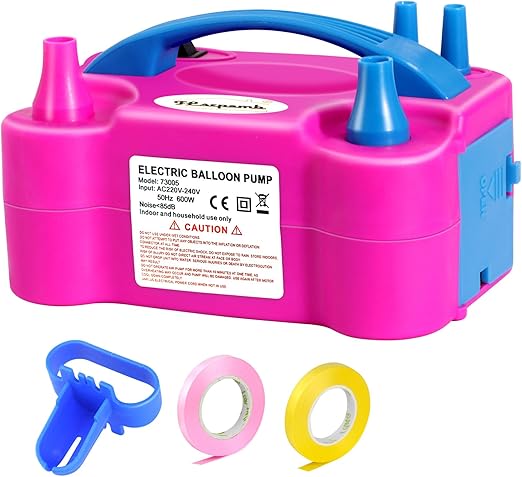FLSEPAMB Electric Balloon Pump UK,600W Portable Balloon Pump Electric With 2+2 Nozzle,2 Modes Balloon Inflator Machine to Fill Balloon,For Various Round, Latex,Party,Wedding