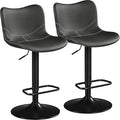 Yaheetech Bar Stools Set of 2, PU Leather Barstools with Backrest and Footrest, Height Adjustable Swivel Bar Chairs, Modern Armless Counter Stools Home Kitchen Island Stool, Dark Gray