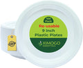 Reusable Plastic Plates 100 Count, 9-Inch Heavy-Duty Party Plates, Sturdy & Hard, BPA-Free & Microwave Safe Dinnerware for Parties, Picnics & Events