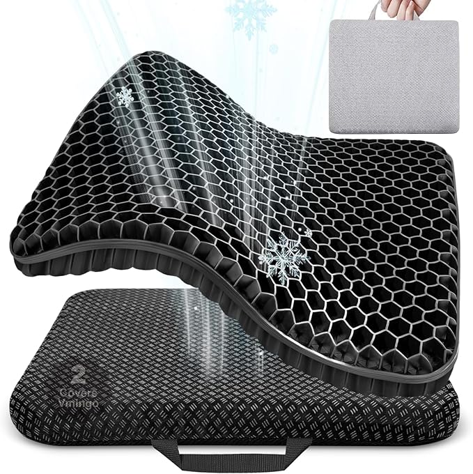 Vmingo Gel Seat Cushion, Thick Big Breathable Honeycomb Design Egg Gel Cushion,Double Thick seat Cushion, Ergonomic Support Pressure Cushion, for Car Office Home Wheelchair Chair