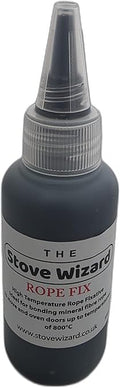 Large Bottle 50ml Wood Burner Stove Rope Glue Adhesive Heat Resistant Rope Adhesive Easily Sets Glue Easy to Use Fixing Fibre Rope Stoves Boilers Range Cookers Black (1 x 50ml bottle)