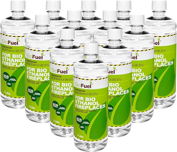 EKOFUEL (12 Litre) Premium Bioethanol Fuel – Liquid Fuel for Fires Pits, Fireplace | High Purity Clean Burning Bio| Indoor & Outdoor Ethanol Fuel