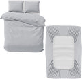 MOONLIGHT20015 Double Bedding Set 4 Piece Duvet Cover Fitted Sheet with Pillow cases Soft Brushed Microfiber Duvet Cover sets Silver