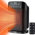 YASHE Electric Heater, 1800W Ceramic Fan Heater for Home, Portable Space Heater with Variable Thermostat, 75° Oscillation, ECO Mode, 24-Hour Timer, Remote Control, Overheat & Tip-over Protection
