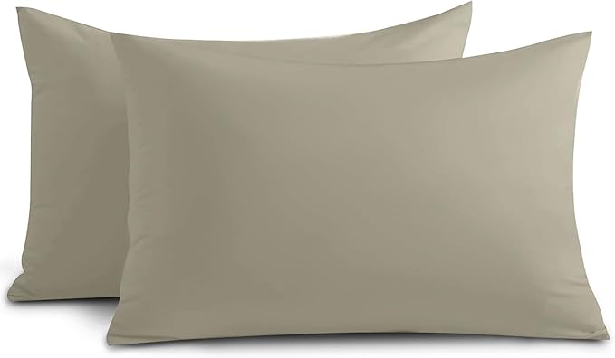 Yorkshire Bedding Beige Pillow Cases 2 Pack 100% Soft Brushed Microfiber Pillowcases with Envelope Closure- Fade & Stain Resistant Housewife Pillow Case 50 X 75 Cm