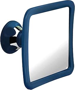 MIRRORVANA Fogless Shower & Shaving Mirror with Upgraded Suction Mount for Bathroom, Anti Fog Shatterproof Surface and 360° Swivel, 16cm x 16cm (Blue)