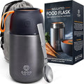 GOOD FOR YOU Food Thermos - Stainless Lunch Box for Hot or Cold Meals - Lunch Box for School, Office, Camping - Double Wall Insulated with Foldable Spoon and Bag - Grey