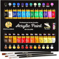 Acrylic Paint Set 24 Colours Canvas Paints Kit with 3 Paint Brushes for Crafts,Kids Paints, Paper, Rock Painting, Wood,Ceramic & Fabric Vibrant Colors (24 X 12ML)