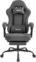 Gaming Chair for Adults, Ergonomic Gaming Chair with Footrest, Lumbar Support and Headrest, Adjustable Height computer chairs gaming, fabric gamer chair for Home Office, Grey