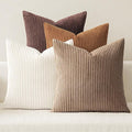 MIULEE Corduroy Cushion Covers Soft Decorative Square Throw Pillow Covers for Spring Cushion Soft Pillowcase Striped Corduroy Cushion Covers Pack of four for Home decor Sofa 16x16 Inch Brown Series